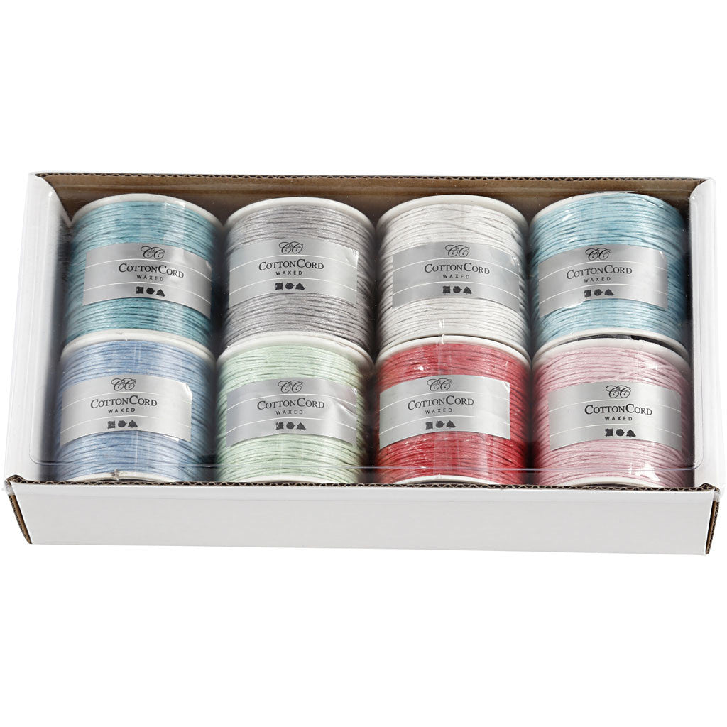 Baumwollschnur, Dicke 1 mm, Sortierte Farben, 8x40 m/ 1 Pck [HOB-51967]