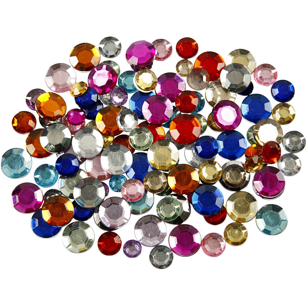 Strass, rotondo, diam 6+9+12 mm, colori asst., 3600 pz/ 1 conf. [HOB-52201]