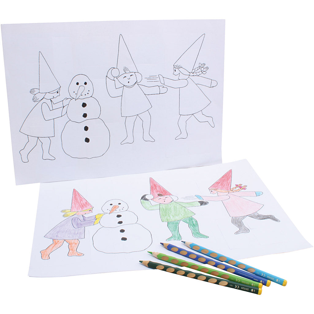 Adventkalender mit Wichtelmännern bei der Schneeballschlacht, A3, Größe 30x42 cm, Weiß, 30 Stk/ 1 Pck [HOB-537001]