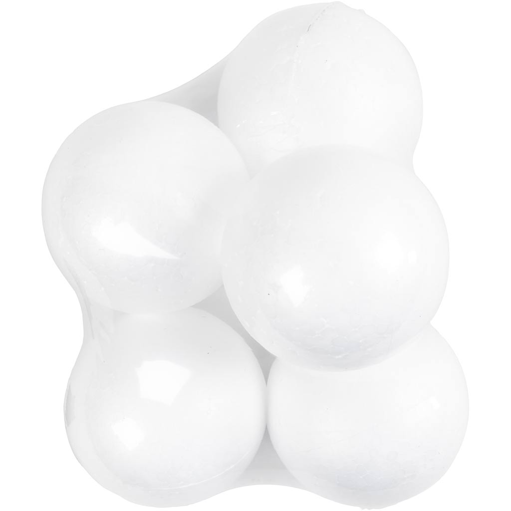 Boules en polystyrène, d 10 cm, blanc, 5 pièces/ 1 Pq. [HOB-543100]