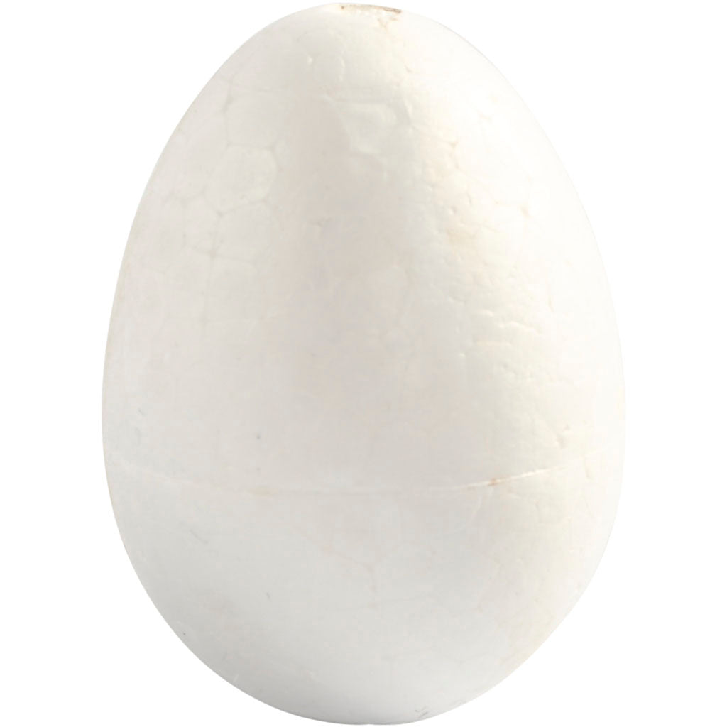 Polystyrene Eggs, H: 6 cm, white, 5 pc