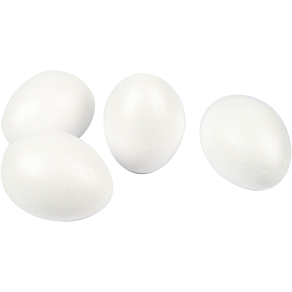 Polystyrene Eggs, H: 10 cm, white, 25 pc