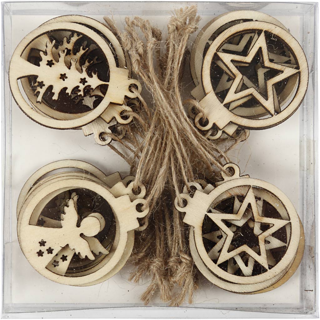 Décorations de Noël à suspendre, d 3 cm, ép. 2,7 mm, 24 pièces/ 1 Pq. [HOB-54464]