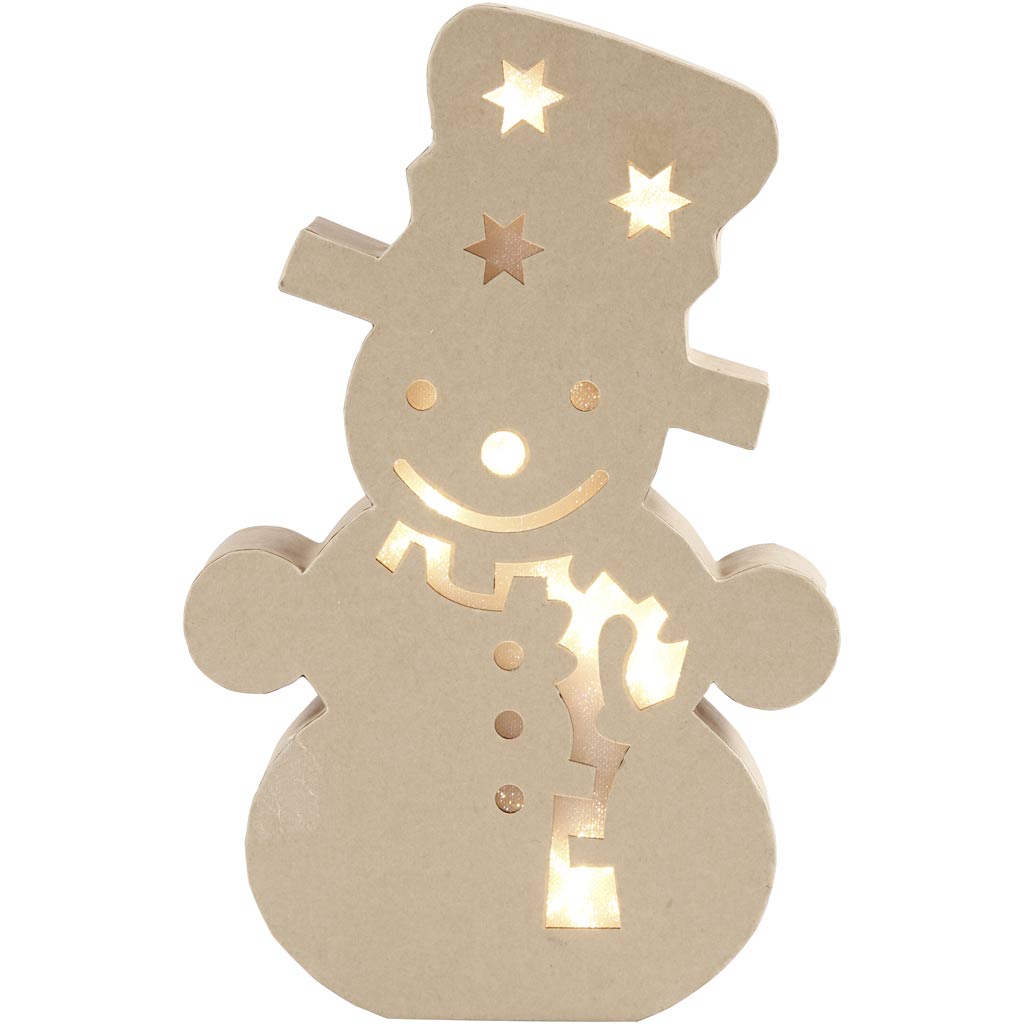 Figure with light inside, snowman, H: 27 cm, D. 4 cm, W: 17,5 cm