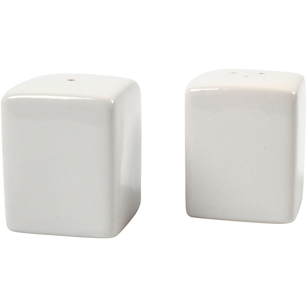 Salt and Pepper Set, H: 6 cm, size 5x5 cm, glossy, white, 6 set/ 1 box