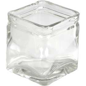 Bougeoirs carrés, H : 8 cm, dim. 7,5x7,5 cm, 12 pièces/ 1 Pq. [HOB-55814]