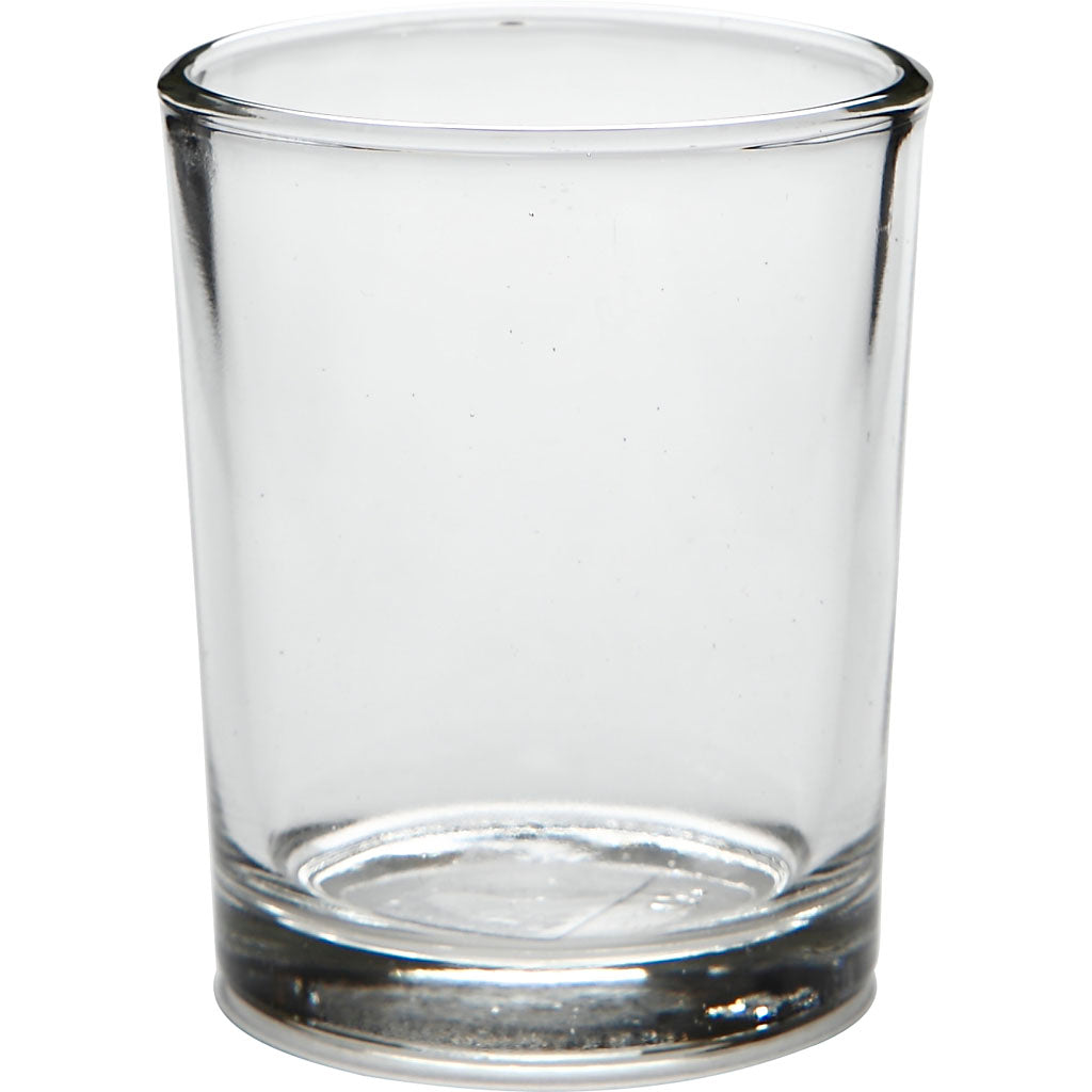 Tealight Holder in Glass, H: 6,5 cm, dia. 4,5-5,5 cm, 120 ml, 12 pc