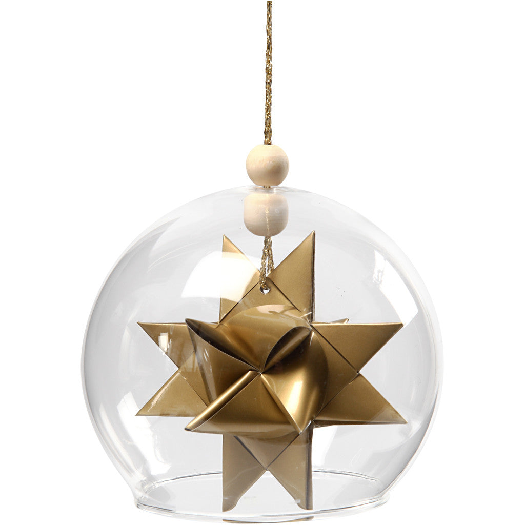 Sfera da appendere in vetro senza base, diam 8 cm, misura buco 5 cm, transparent, 4 pz/ 1 conf. [HOB-55928]