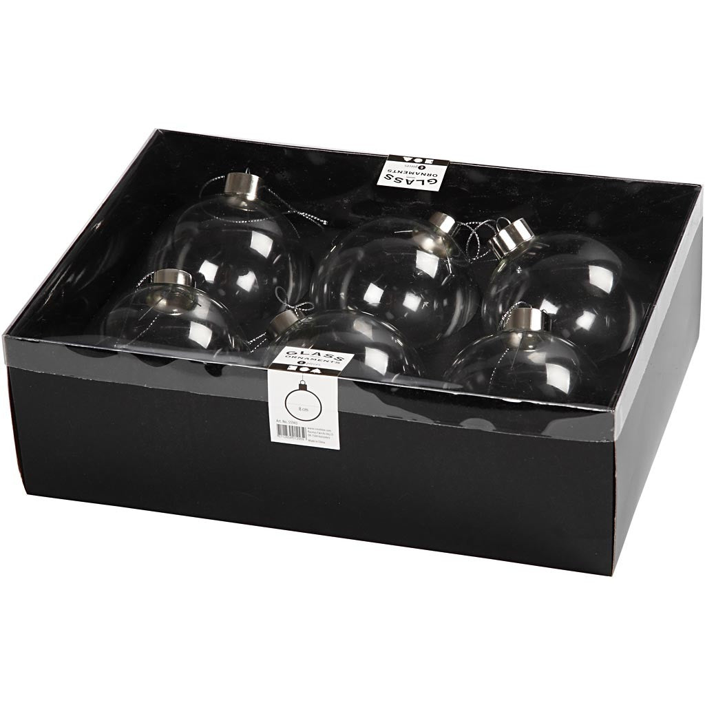 Decorazione in vetro, H: 8,9 cm, diam 7,9 cm, transparent, 6 pz/ 1 conf. [HOB-55943]