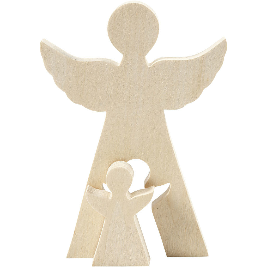 Figurine 2 en 1, anges, H : 7,8+20 cm, P: 2 cm, L : 4,5+14,3 cm, 1 set [HOB-56136]
