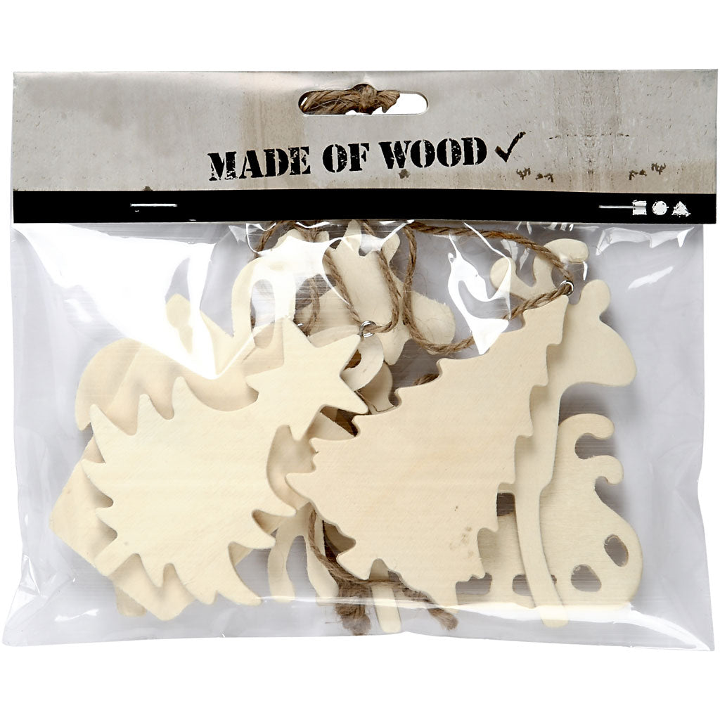 Weihnachtsanhänger, Größe 7-9 cm, Dicke 4 mm, 6 Stk/ 1 Pck [HOB-564040]