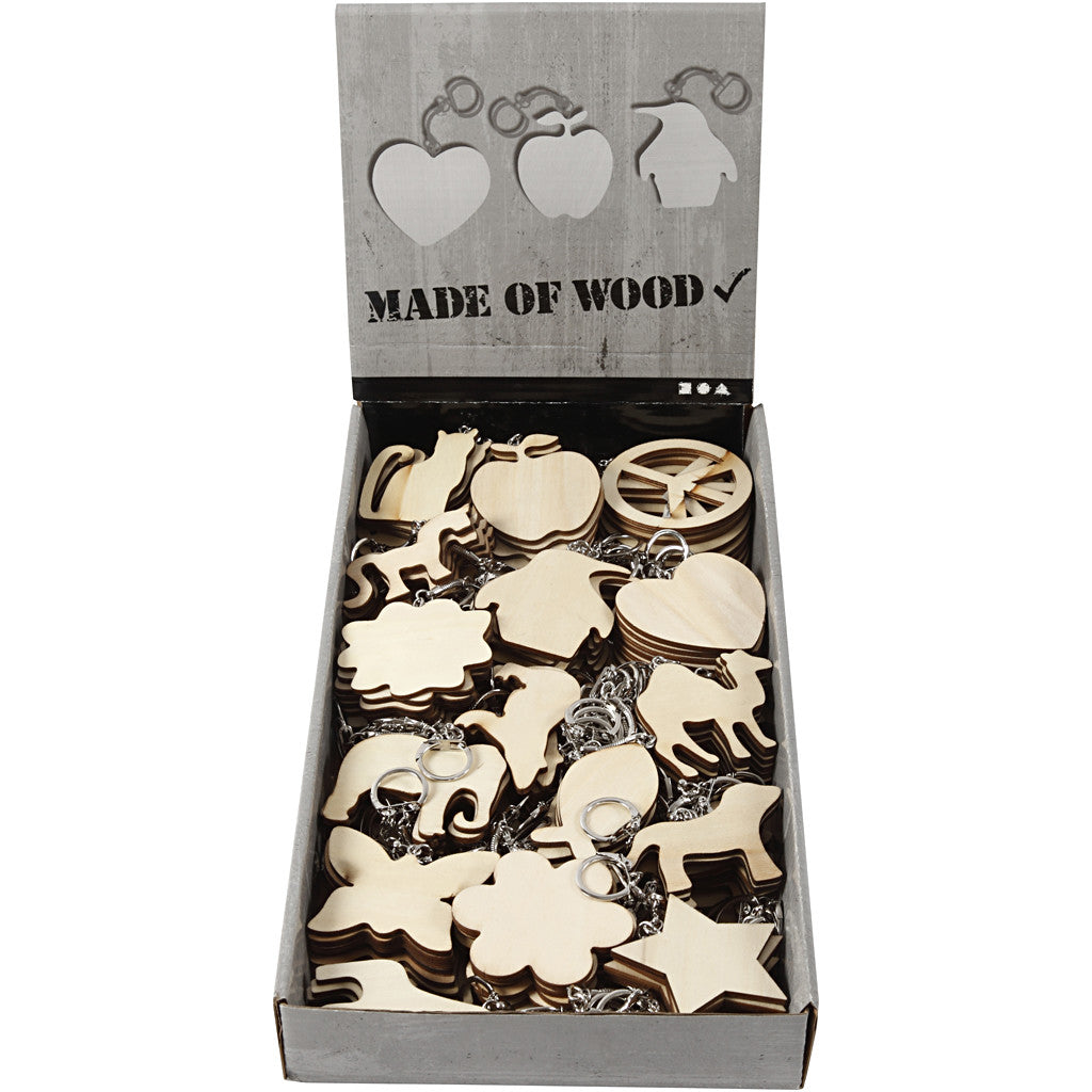 Schlüsselanhänger aus Holz , Größe 7x7 cm, Dicke 3 mm, 128 Stk/ 1 Pck [HOB-56410]