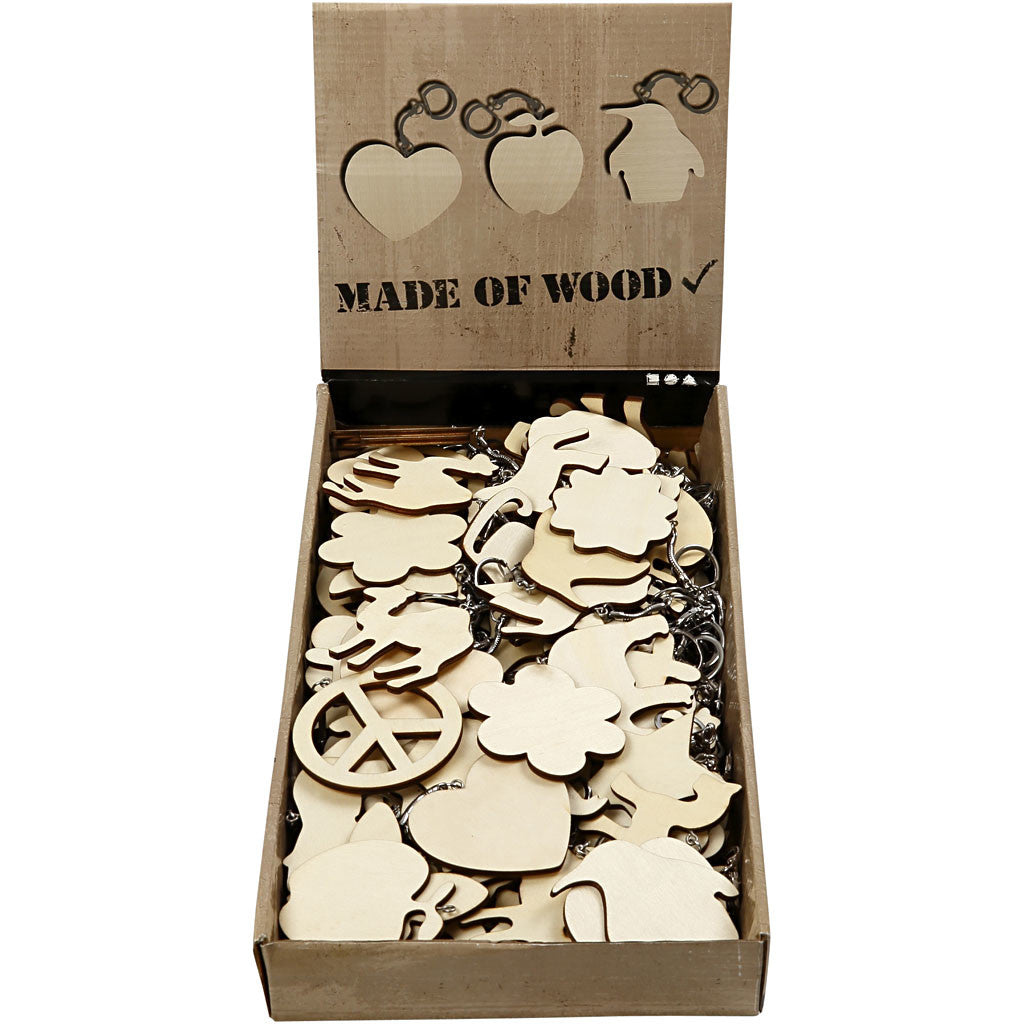 Schlüsselanhänger aus Holz , Größe 7x7 cm, Dicke 3 mm, 128 Stk/ 1 Pck [HOB-56410]