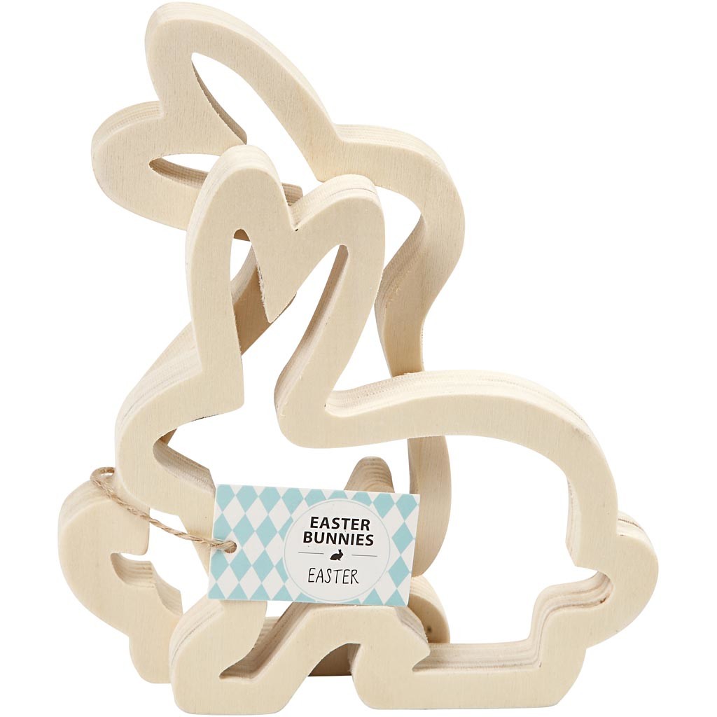 Lapins de Pâques, H : 14 cm, P: 2 cm, L : 13 cm, 2 pièces/ 1 Pq. [HOB-56433]