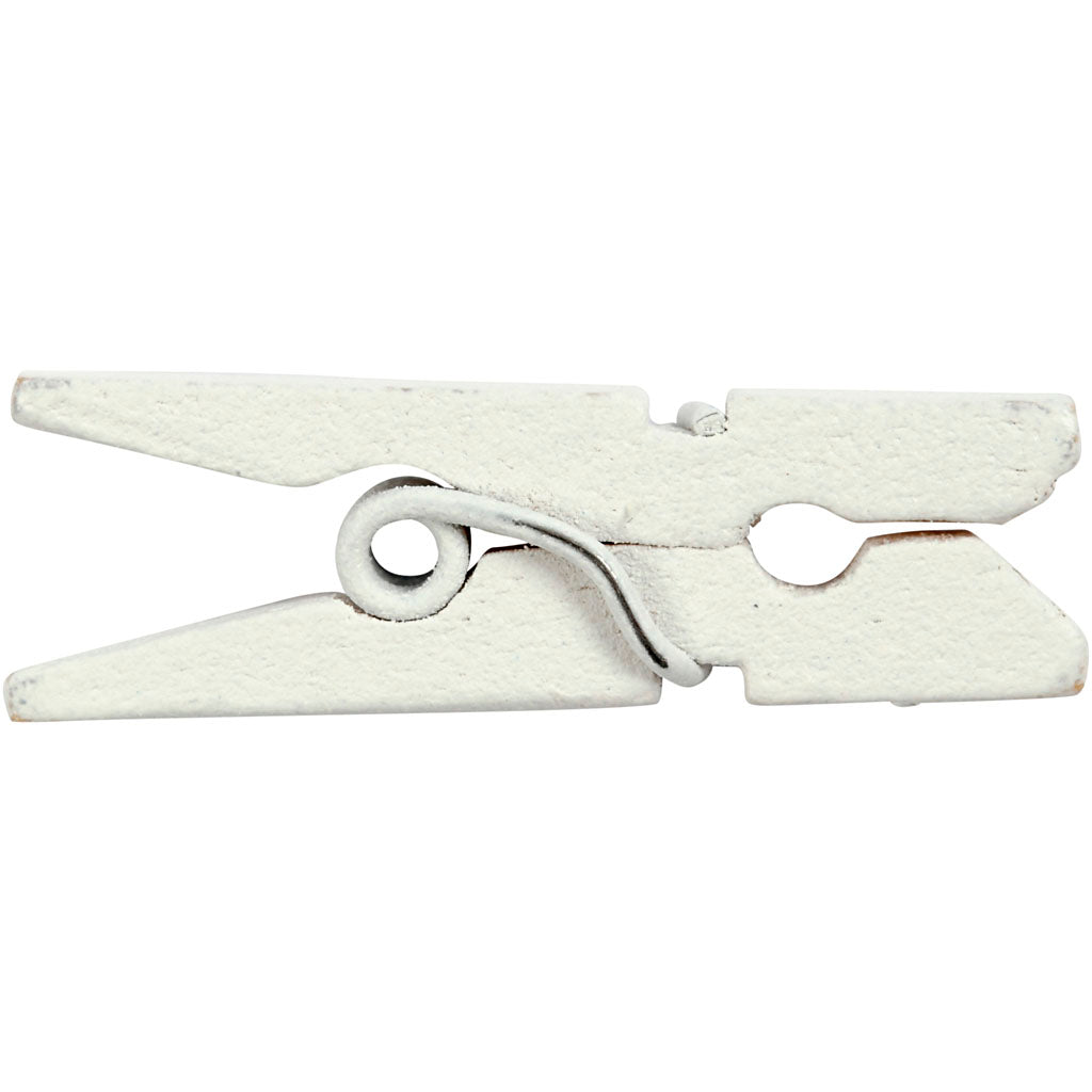 Mini Clothes Peg, L: 25 mm, W: 3 mm, white, 36 pc