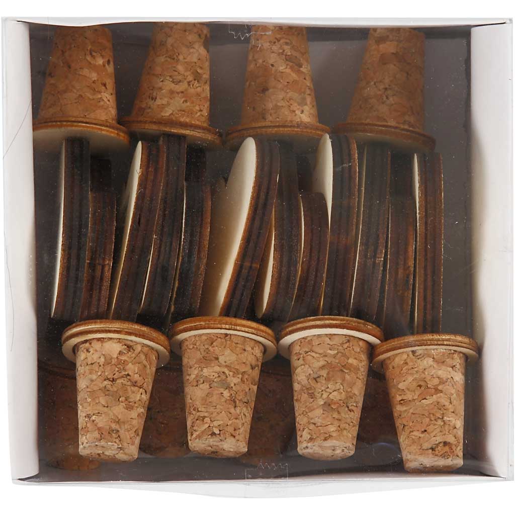 Flaschenverschluss, H 9 cm, D 15-20 mm, 12 Stk/ 1 Pck [HOB-56477]