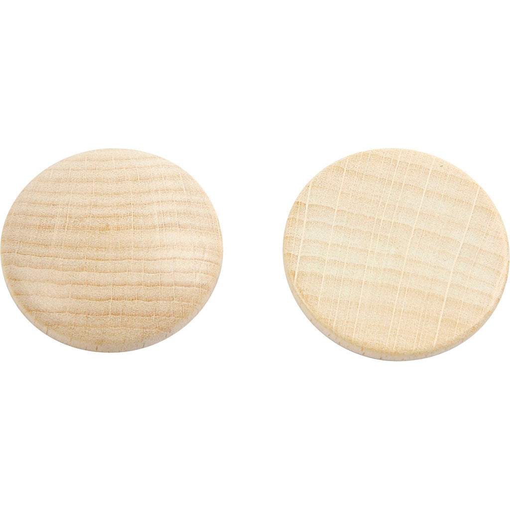 Wooden buttons, dia. 30 mm, thickness 6 mm, 150 pc
