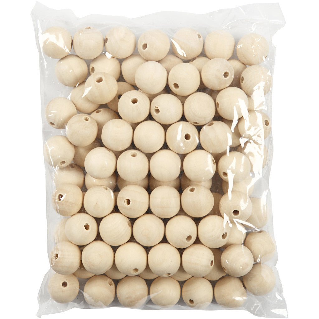 Holzperle, D 25 mm, Lochgröße 4,5 mm, 100 Stk/ 1 Pck [HOB-566710]