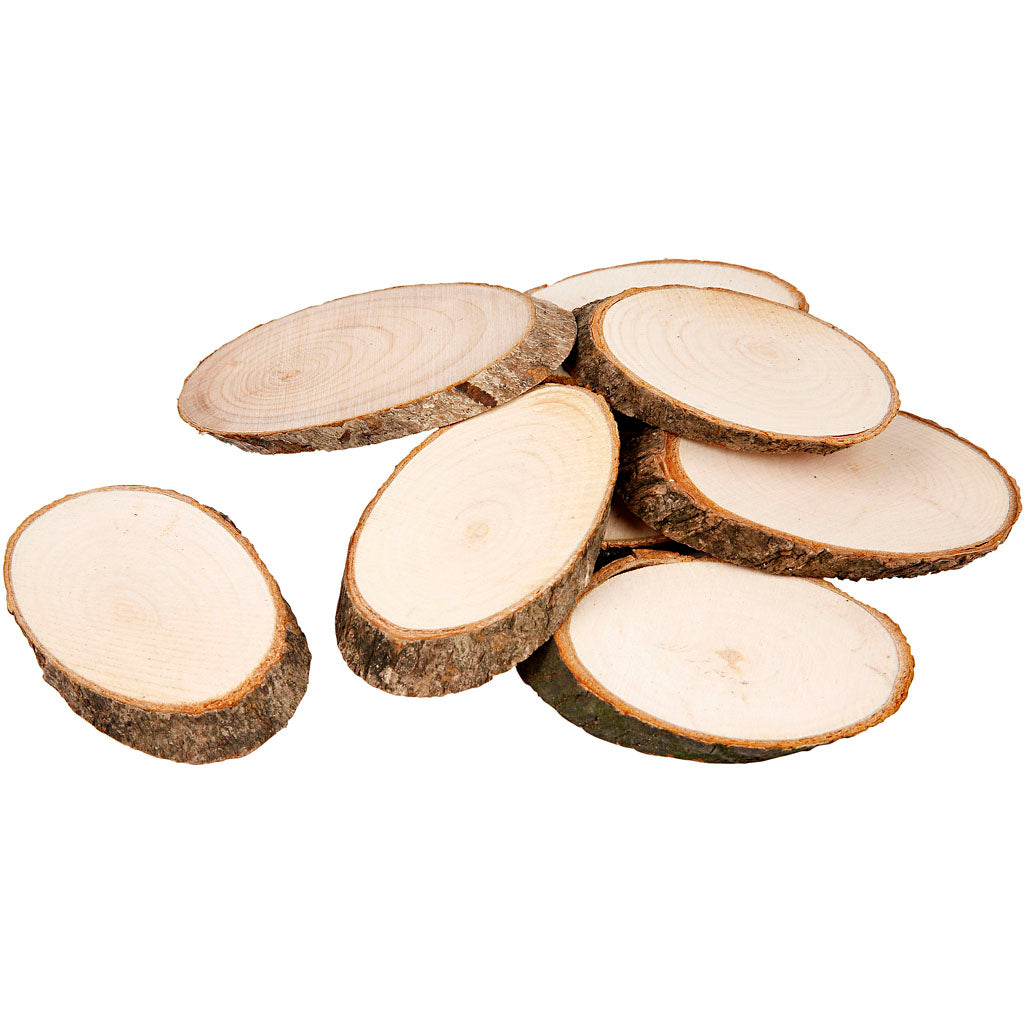 Wooden Discs, size 7,5 x 4,5 cm, thickness 8 mm, 20 pc