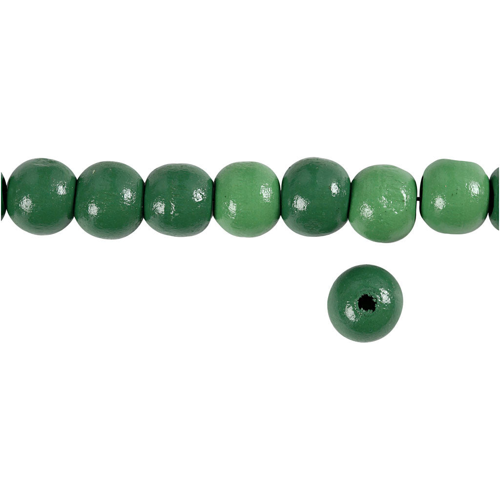 Perles en Bois, d 12 mm, diamètre intérieur 3 mm, ca. 40 pièce, vert, 22 gr/ 1 Pq. [HOB-570417]