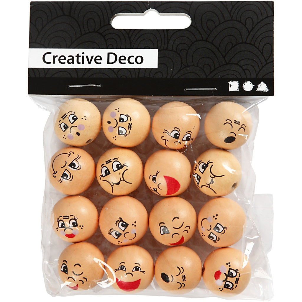 Têtes emoticône, d 20 mm, beige clair, 16 pièces/ 1 Pq. [HOB-57094]