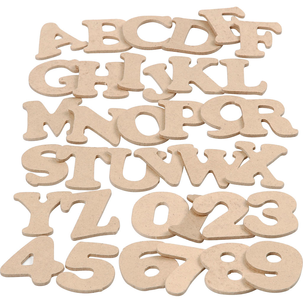 Letters and Numbers, H: 4 cm, thickness 2,5 mm, 36x10 pack