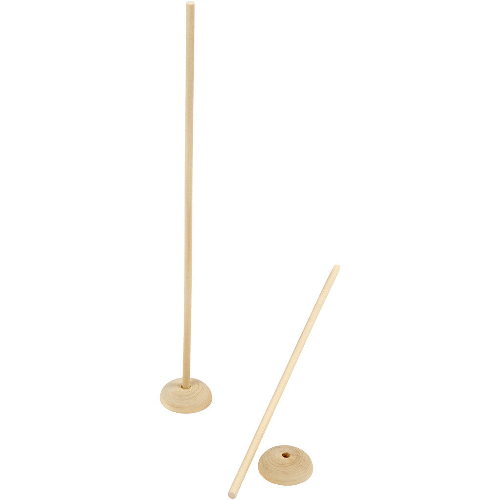 Supports en bois, H : 30 cm, d 6,5 cm, diamètre intérieur 8 mm, 5 set/ 1 Pq. [HOB-576501]