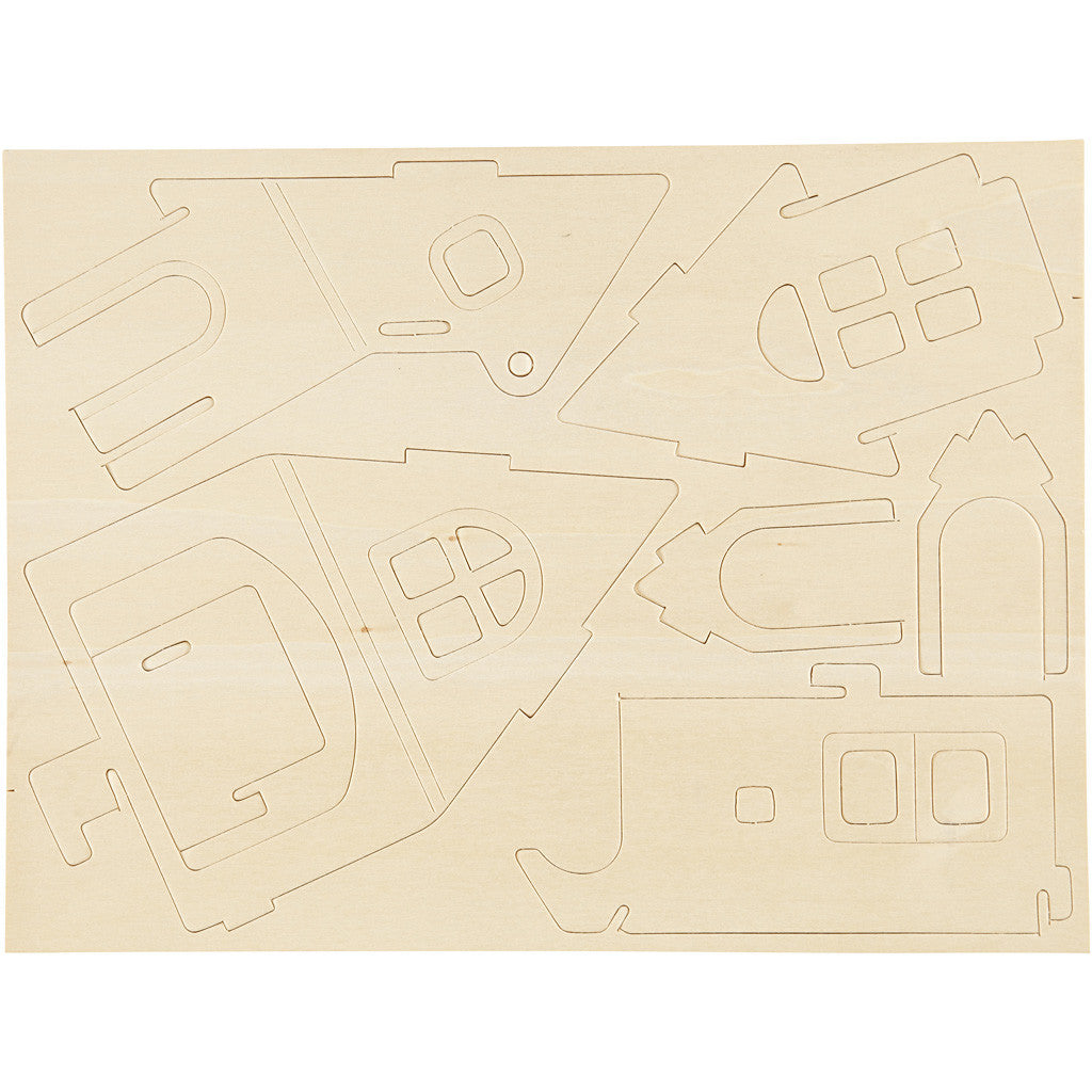 Kit de Construction 3D en bois, Maison avec rampe, dim. 22,5x17,5x20,5, 1 pièce [HOB-57874]