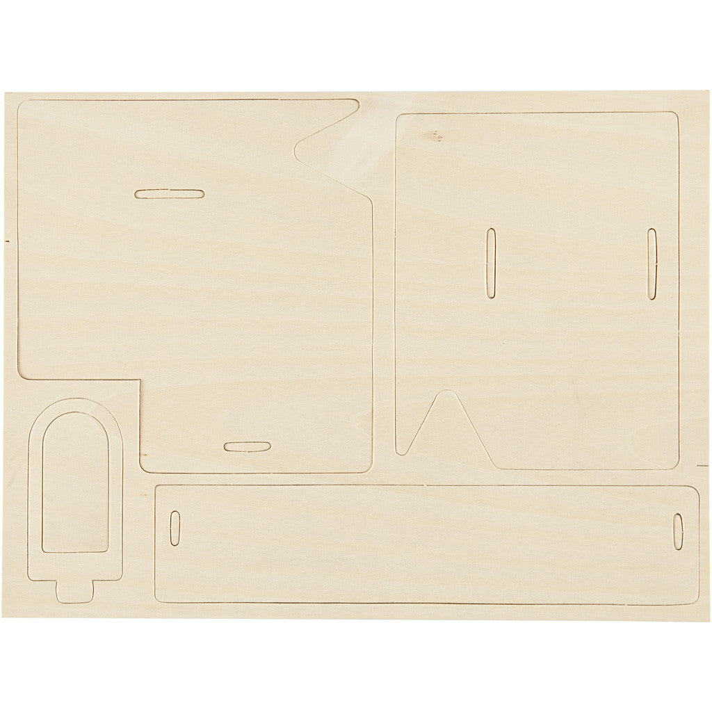 Kit de Construction 3D en bois, Maison avec rampe, dim. 22,5x17,5x20,5, 1 pièce [HOB-57874]