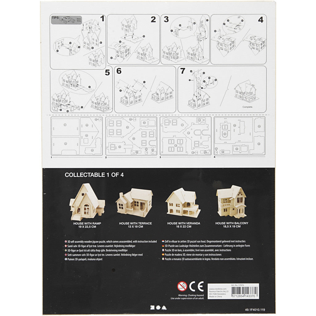 Costruzioni 3D, Casa con veranda, misura 22,5x16x17,5, 1 pz [HOB-57876]