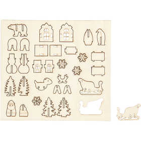 Sagome autoassemblanti, Natale, L: 15,5 cm, L: 17 cm, spess. 3 mm, 1 conf. [HOB-57882]