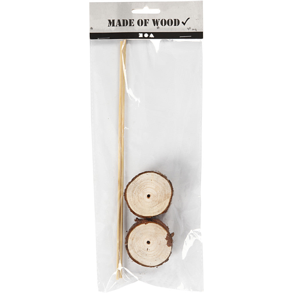 Supporti di legno , H: 3 cm, diam 5 cm, 2 set/ 1 conf. [HOB-57929]