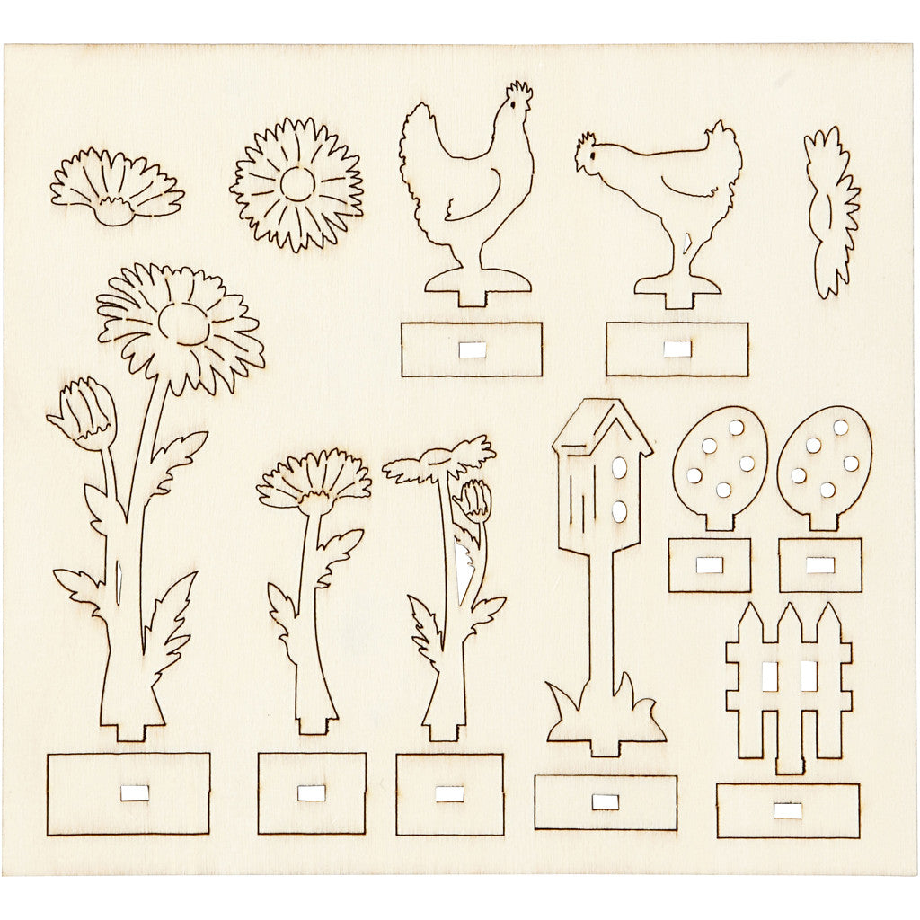 Zusammensteckbare Holzfiguren, L 15,5 cm, B 17 cm, Dicke 3 mm, 1 Pck [HOB-57941]