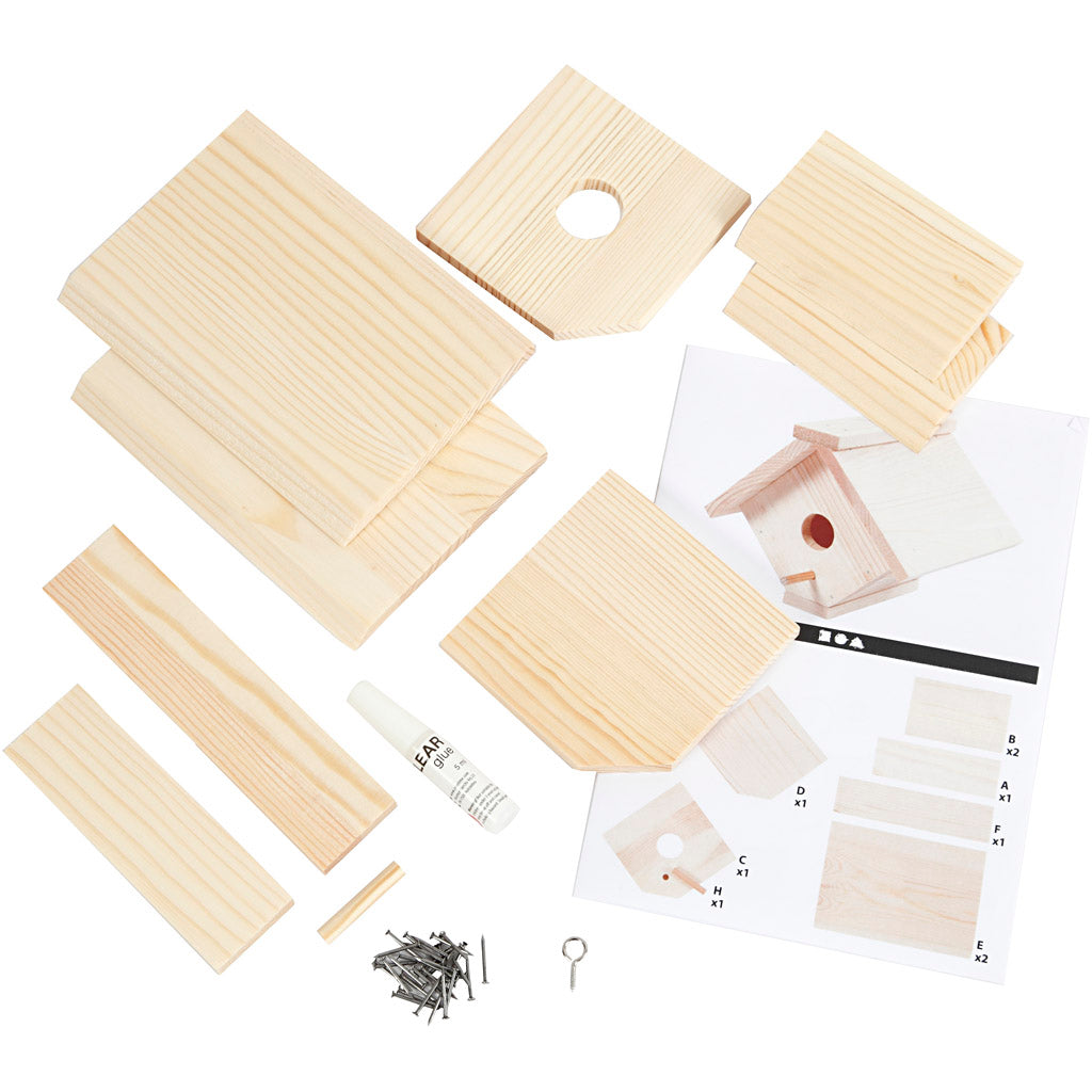 Casetta per uccelli, H: 13 cm, P: 14,5 cm, L: 16 cm, 1 pz [HOB-57967]