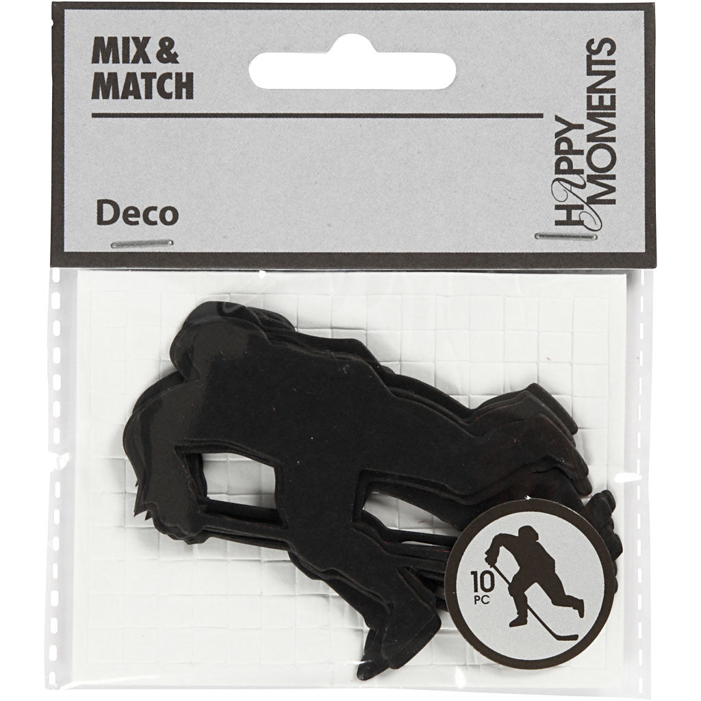 Sagoma in cartoncino, Giocatore di hockey su ghiaccio, misura 54x64 mm, nero, 10 pz/ 1 conf. [HOB-586030]