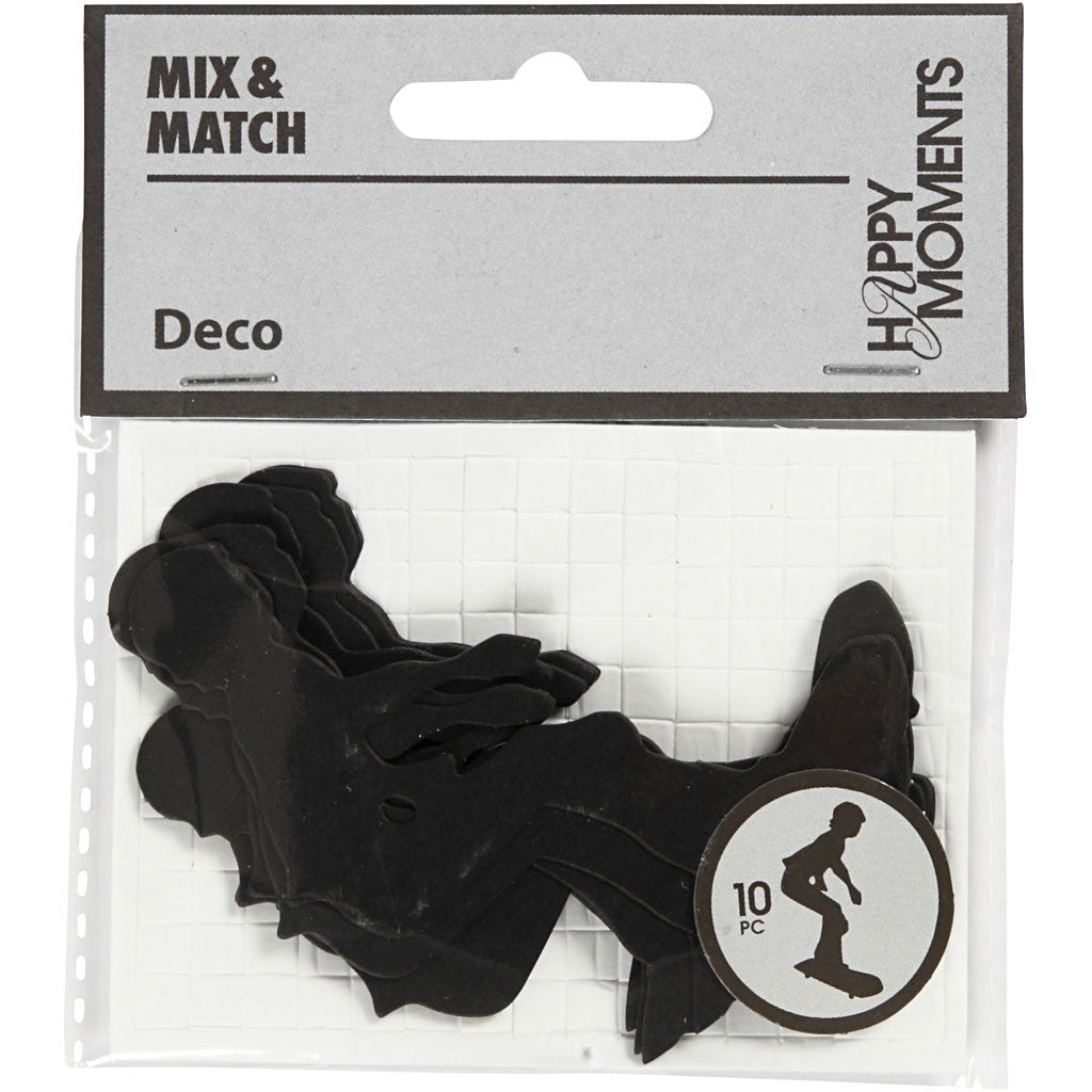 Sagoma in cartoncino, Skater, misura 56x67 mm, nero, 10 pz/ 1 conf. [HOB-586036]
