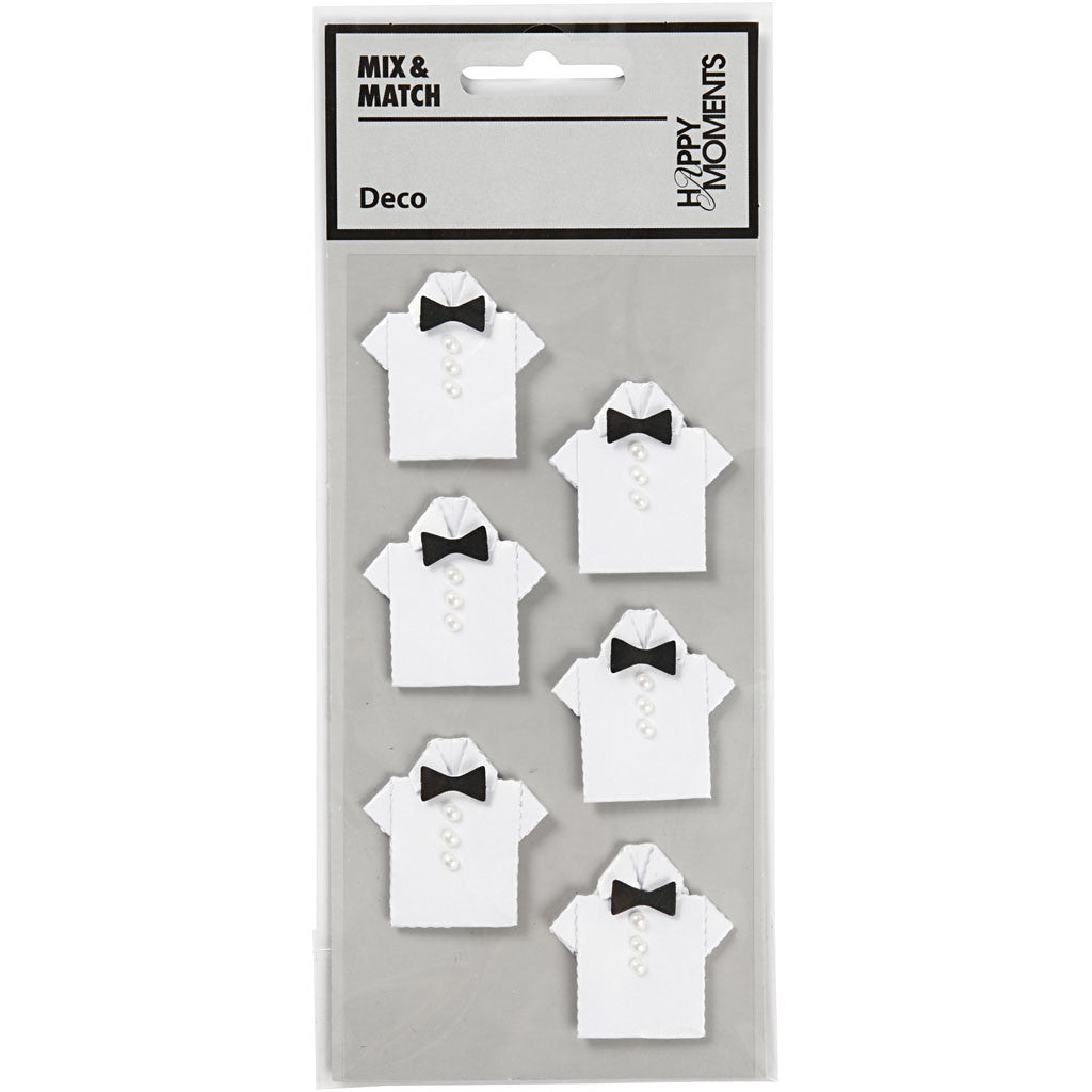 Stickers , camicia, misura 33x35 mm, bianco, 6 pz/ 1 conf. [HOB-586045]