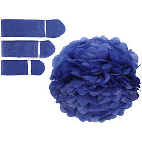 Pom-poms in carta velina, diam 20+24+30 cm, 16 g, blu scuro, 3 pz/ 1 conf. [HOB-590004]