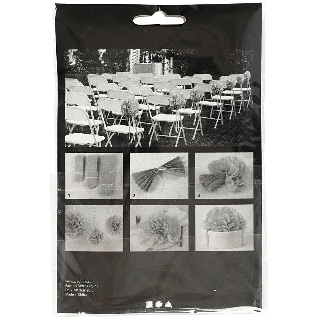 Pom-poms in carta velina, diam 20+24+30 cm, 16 g, blu scuro, 3 pz/ 1 conf. [HOB-590004]