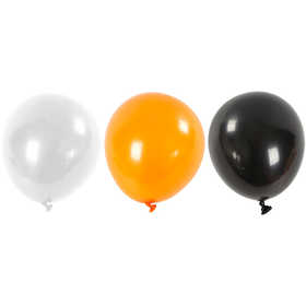 Palloncini, rotondi, diam 23-26 cm, nero, arancio, bianco, 10 pz/ 1 conf. [HOB-591470]