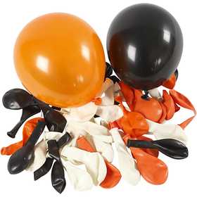 Palloncini, rotondi, diam 23-26 cm, nero, arancio, bianco, 100 pz/ 1 conf. [HOB-59147]