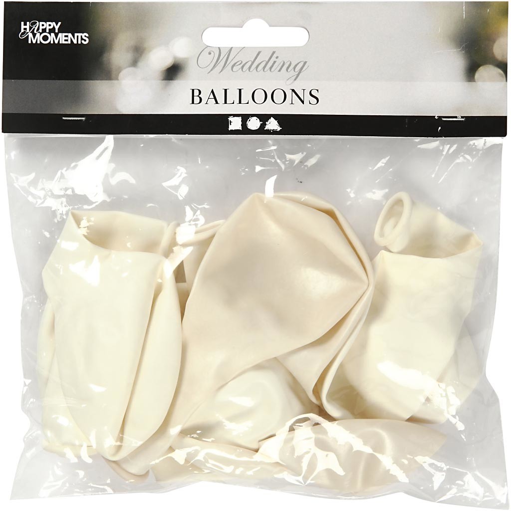 Palloncini, rotondi, diam 23 cm, bianco, madreperla, 10 pz/ 1 conf. [HOB-59148]