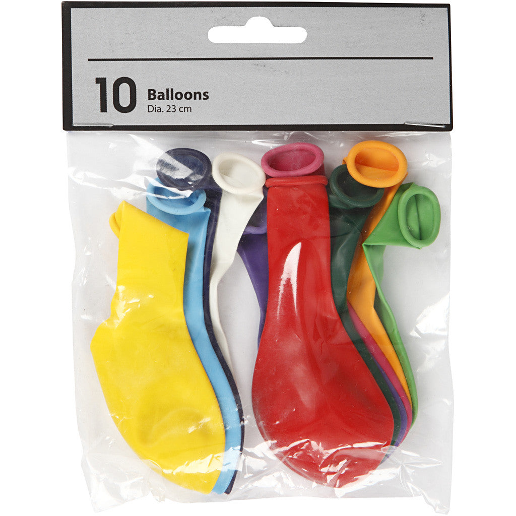 Palloncini, rotondi, diam 23 cm, colori asst., 10 pz/ 1 conf. [HOB-59173]