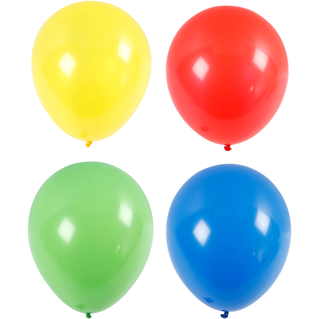 Balloons, giant, dia. 41 cm, blue, green, red, yellow, 4 pc
