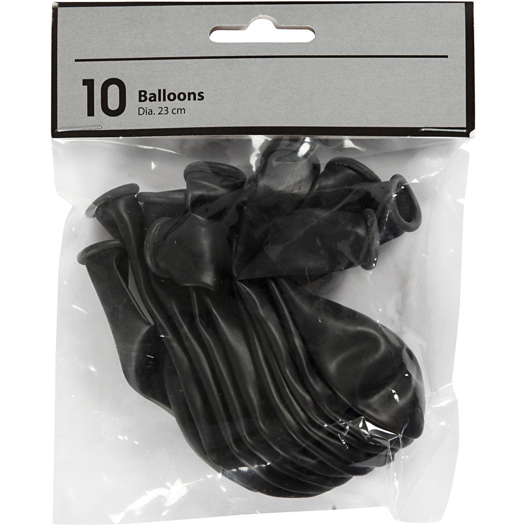 Palloncini, diam 23 cm, nero, 10 pz/ 1 conf. [HOB-592002]