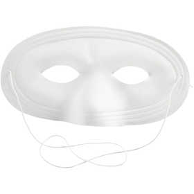 Maschera metà volto, H: 10 cm, L: 17,5 cm, bianco, 1 pz [HOB-592400]