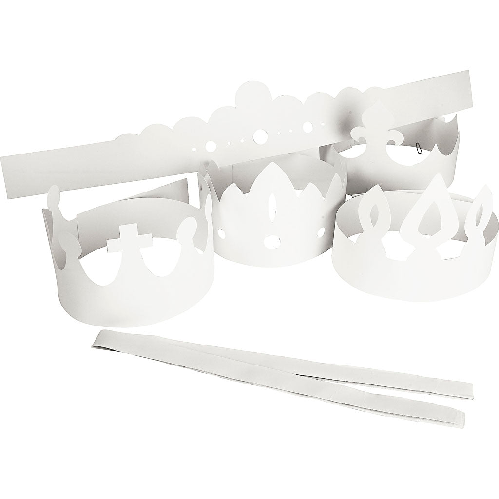 Crowns, H: 10-16,5 cm, L: 60 cm, 230 g, white, 5 pc