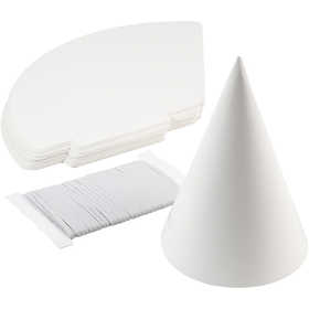 Cono in cartoncino, H: 23 cm, diam 16,5 cm, 230 g, bianco, 50 pz/ 1 conf. [HOB-59266]