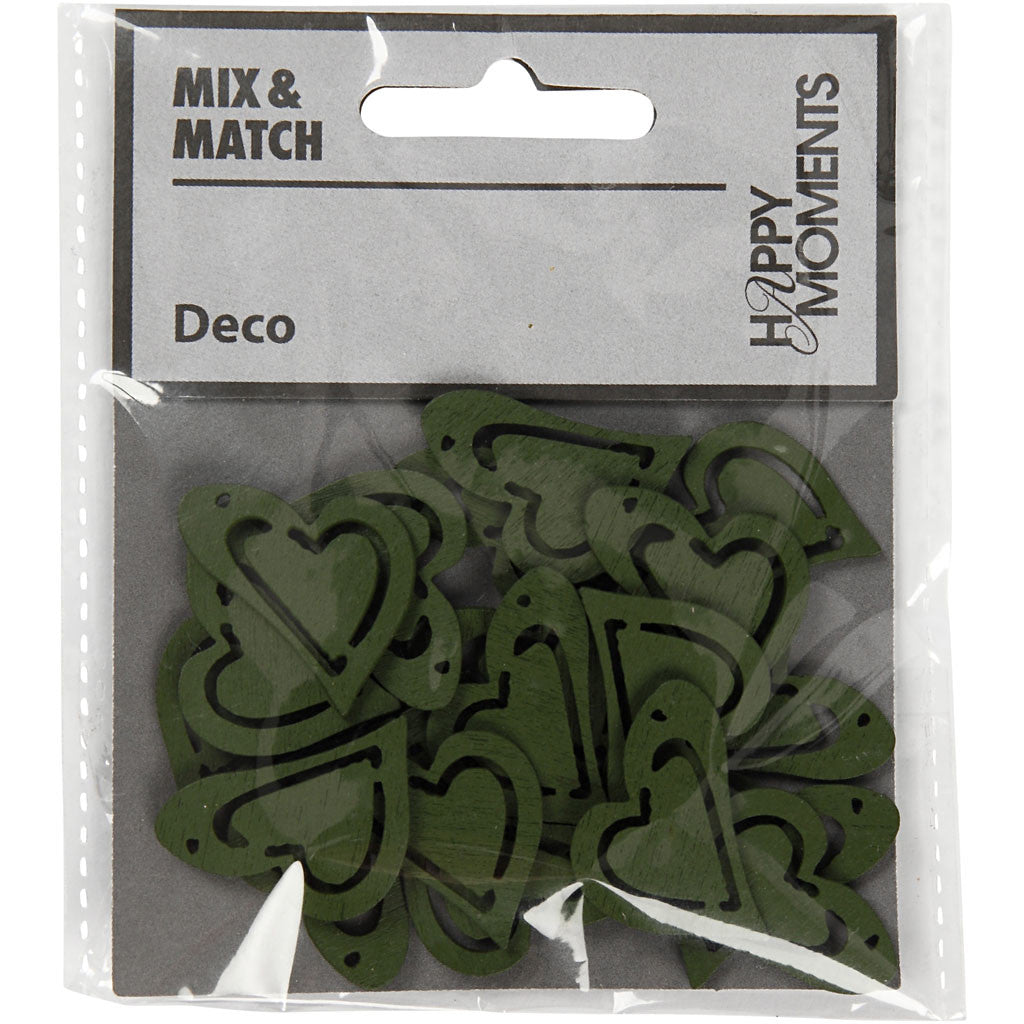 Asymmetrisches Herz, Größe 25x22 mm, Dicke 1,7 mm, Dunkelgrün, 20 Stk/ 1 Pck [HOB-599215]