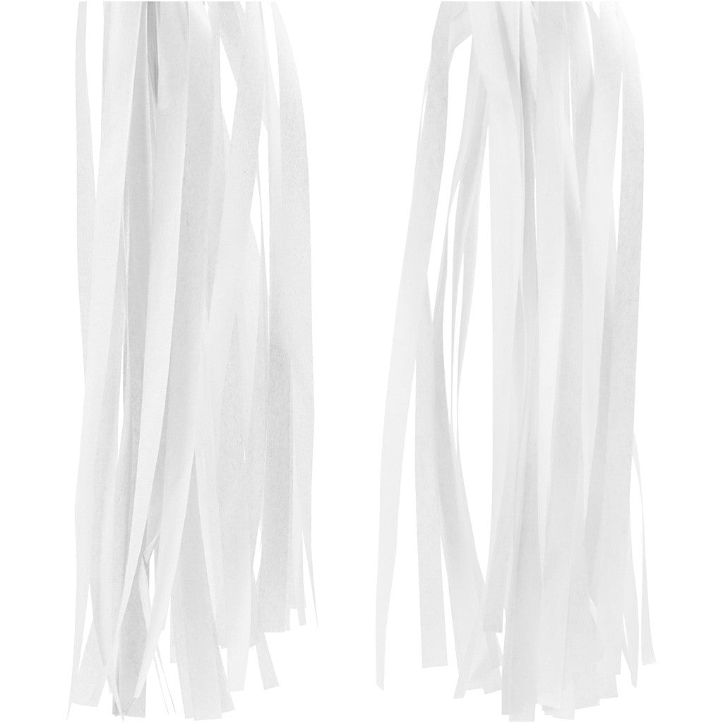 Papier-Quasten, Größe 12x35 cm, 14 g, Weiß, 12 Stk/ 1 Pck [HOB-599801]
